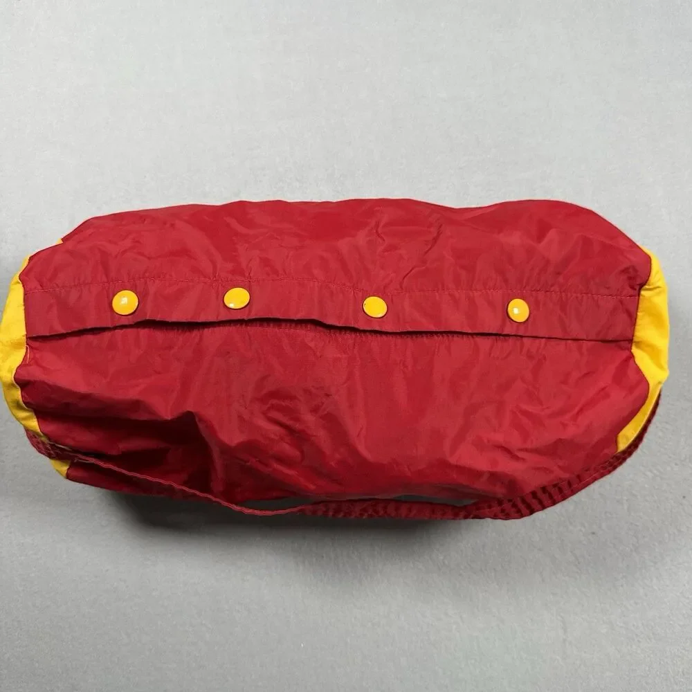 Vintage Red & Yellow Snap-Top Nylon Duffel Gym Bag, Personalized Bag